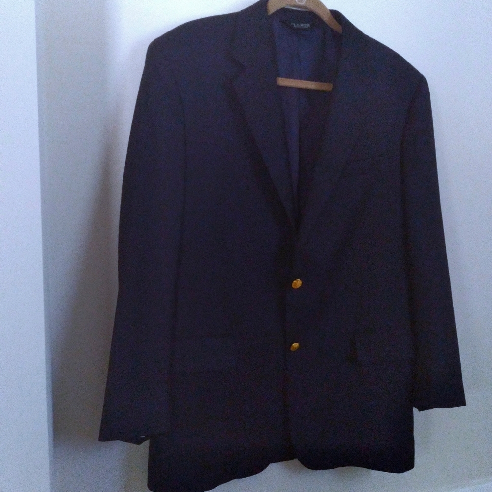 Jos A Bank Navy Blazer Wool‎  Gold Buttons 40R Classic Office Formal